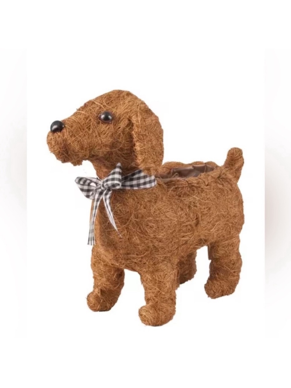 New! AquaSav Coco Fiber Critter Dog-Shaped Planter, fully lined, 10" × 11"